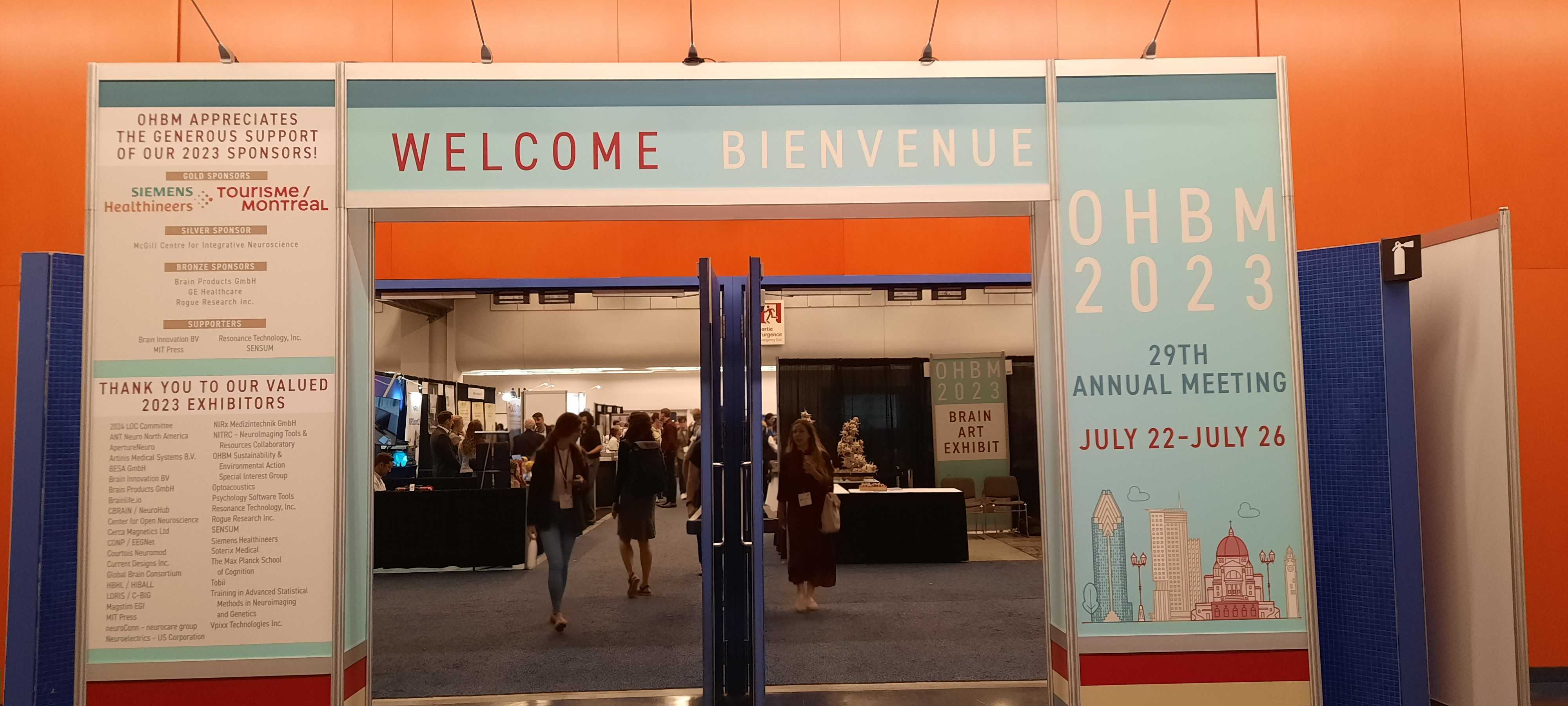 OHBM 2023 conference entrance signage in Montréal